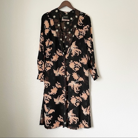 SCOTCH & SODA Black Floral Overcoat Duster Small - Picture 3 of 11